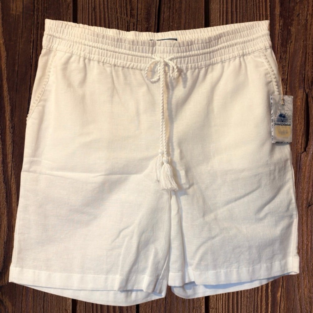 Stella Parker Island Collection Drawstring Linen-Blend Shorts